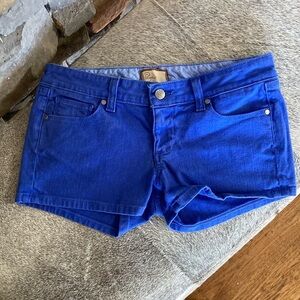Paige Low Rise Canyon Shorts Tilt Blue Denim Going Out Mini Festival